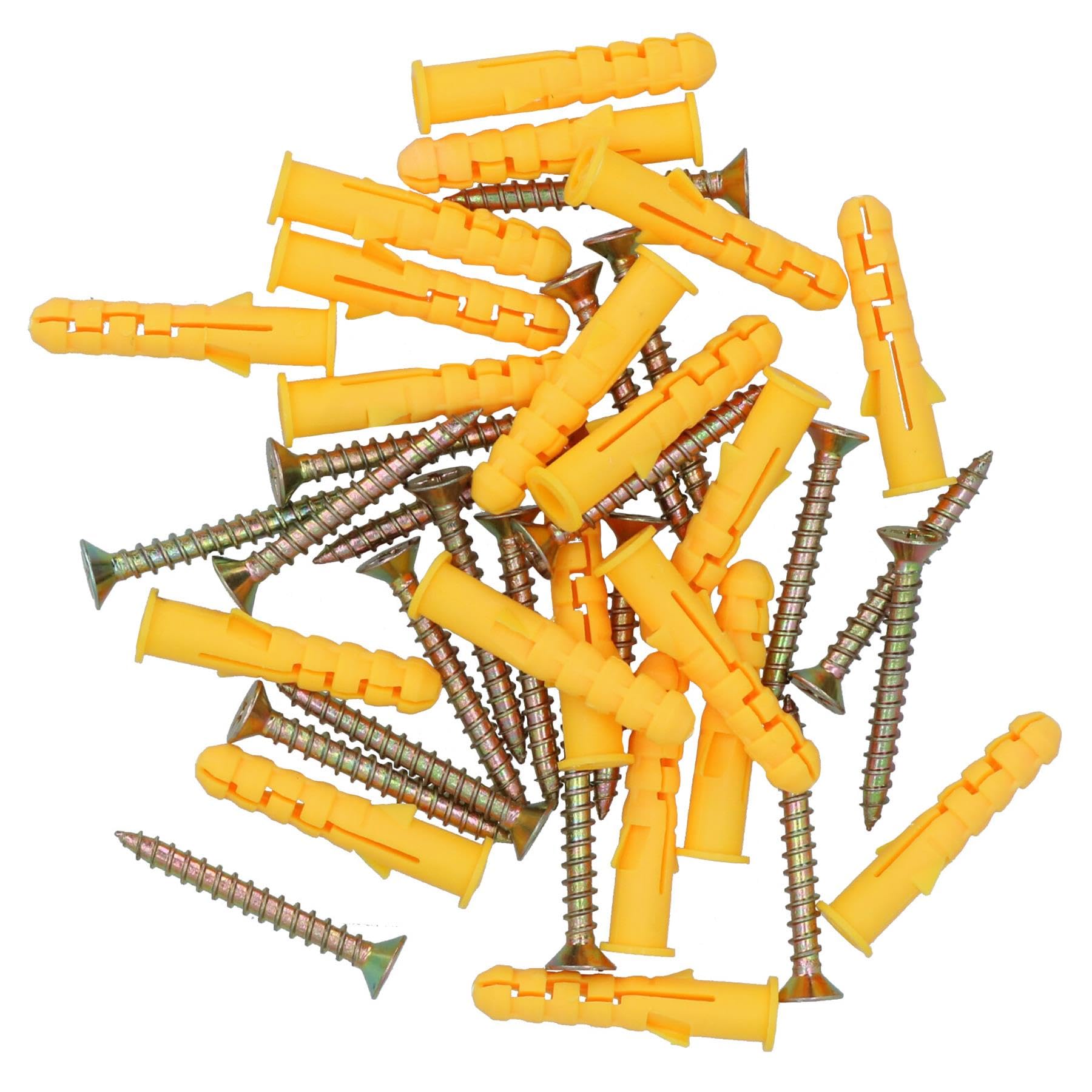 5 x 40mm Countersunk Screws and Wall Raw Plugs for Wood Concrete Brick 40pc