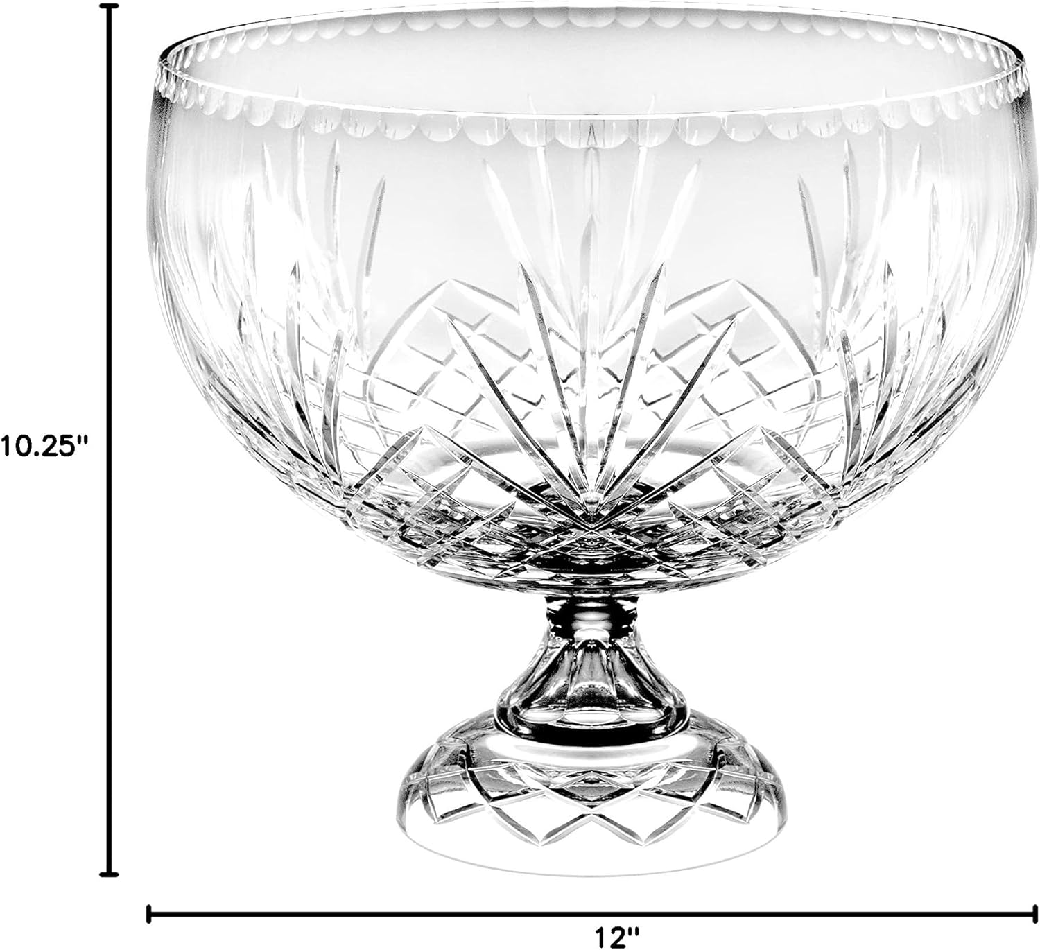 Barski - European Crystal - Handmade - Large Centerpiece Footed Bowl -Punch Bowl - 12" D - (12" Diameter) - 270 oz - 8.5 quarts - Made in Europe - Image 5