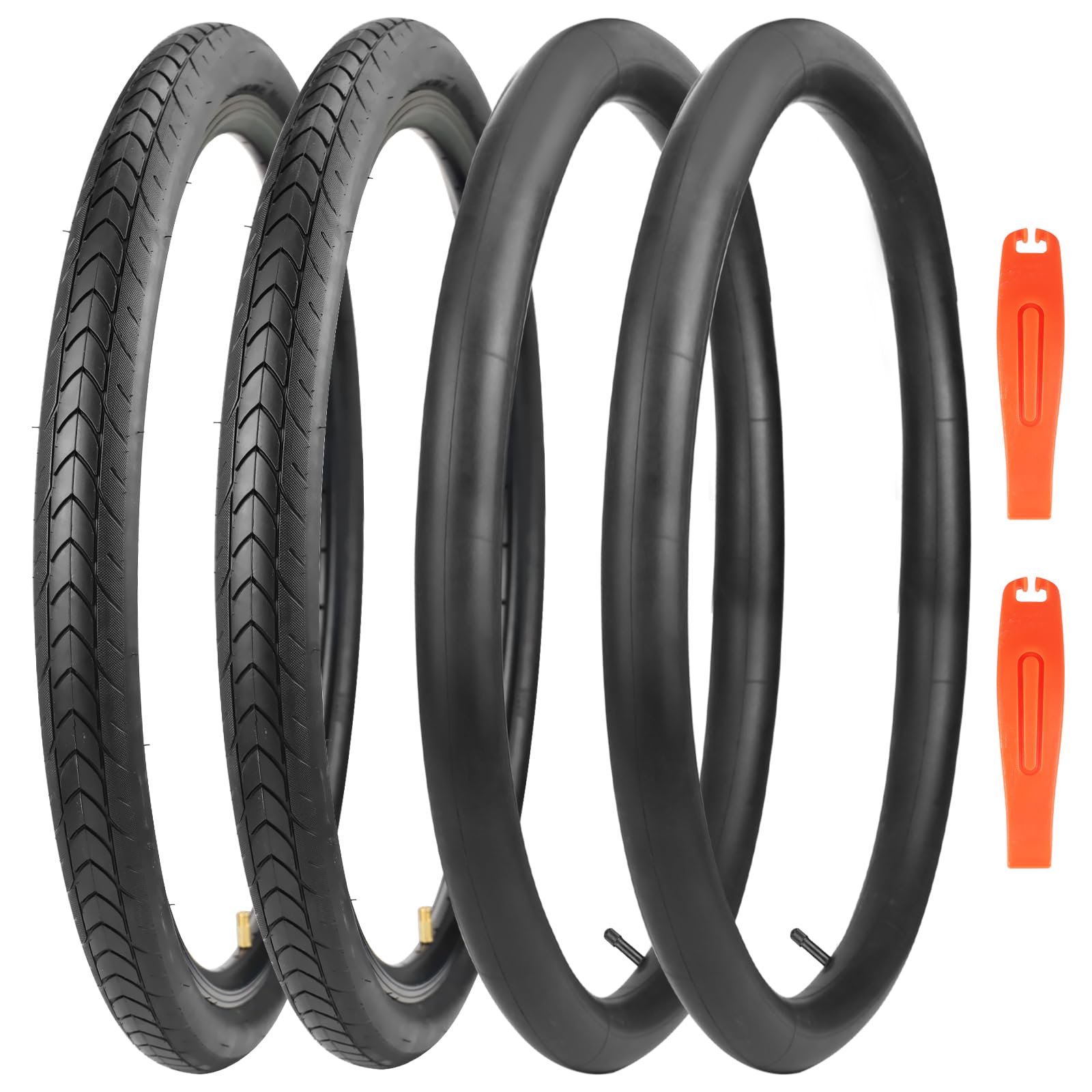 MEGHNA Lot de 2 pneus de vélo 27,5" en nylon anti-crevaison 27TPI 27,5 x 1,75 avec gaine + 2 chambres à air 27,5 x 1,75/2,125" + 2 démonte-pneus