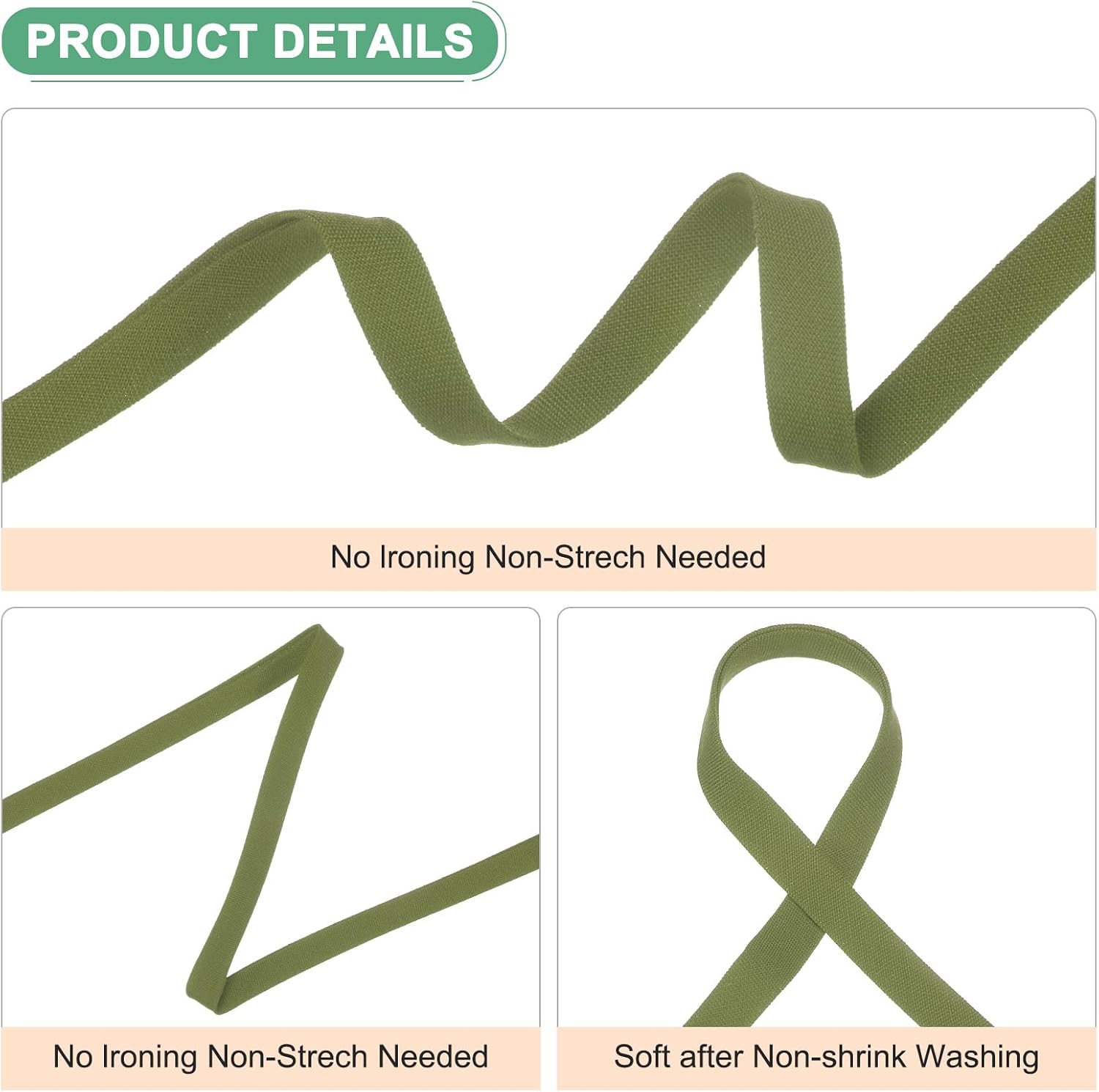 M METERXITY Double Fold Bias Tape 1/4 Inch 25 Yards Cotton Bias Binding Tape Bulk Double Fold Bias Tape for Sewing/Seaming Hemming/Binding//Quilting/DIY Craft [Dark Green] image 2