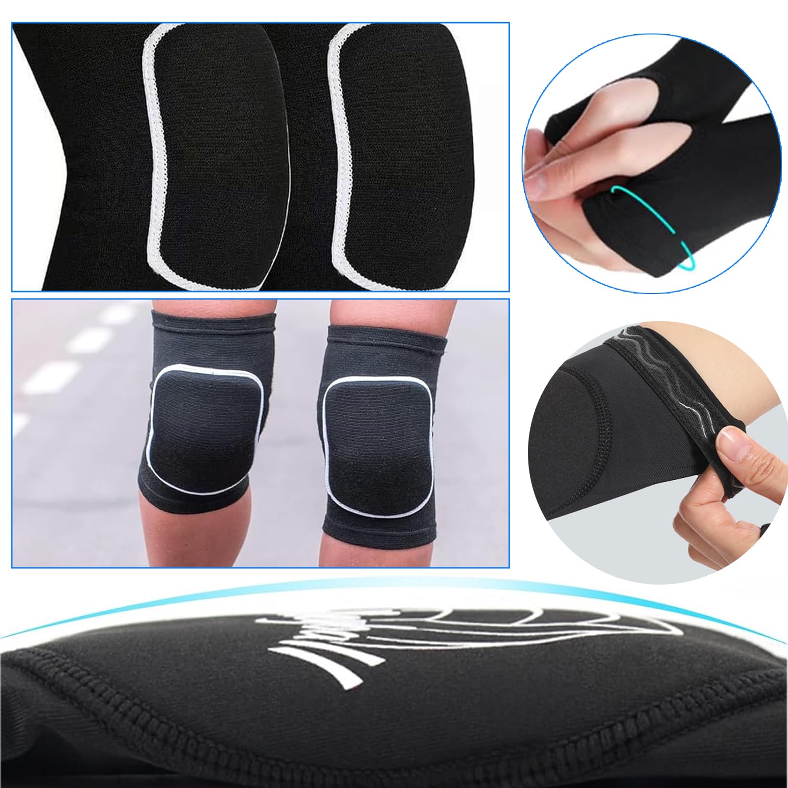 Rodilleras y Mangas de Voleibol Jugadores de Voleibol, Rodilleras de Alta Absorción y Mangas de Voleibol con Acolchado de Esponja y Cinta Antideslizante