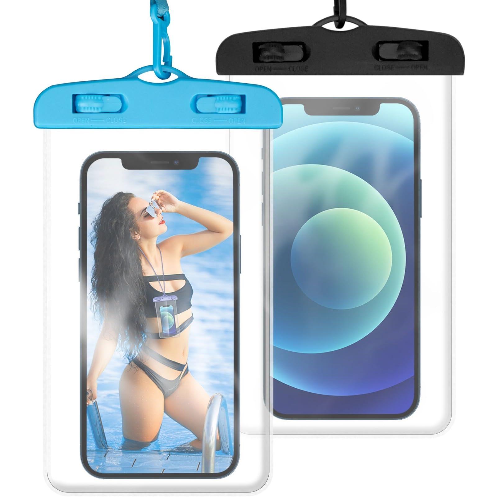 [2 Pack] Waterproof Phone Pouch, Waterproof Phone Case for iPhone 16 15 14 13 12 11 Pro Max Plus, IPX8 Cellphone Dry Bag Beach Cruise Ship Essentials,