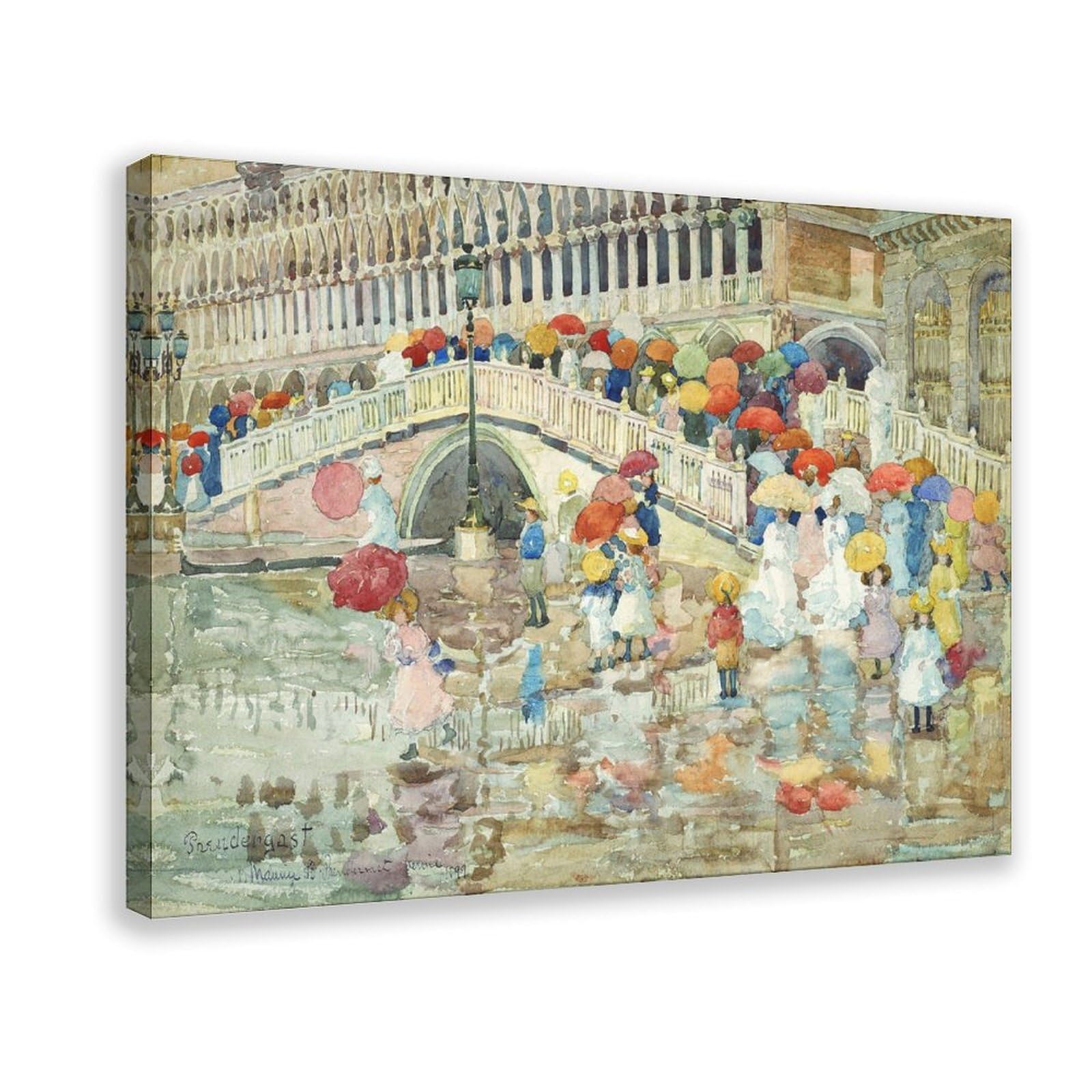 DFJyjFGJJ Maurice Prendergast,Umbrellas in The Rain Canvas Posters Wall Art Bedroom Office Room Decor Gift 12" L X 18" W