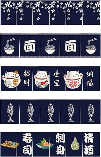 Miniatura 3 de Cortina japonesa para restaurante colgante, banderas, decoración de cortina Noren para sushi Bar Izakaya, 47 x 17 pulgadas
