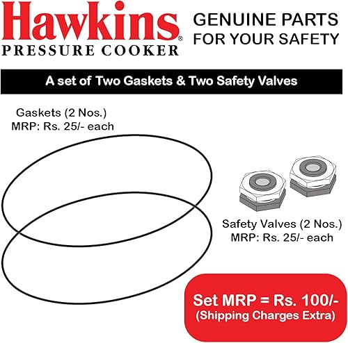 Miniatura 2 de Hawkins Junta de goma 2 unidades para olla a presión de 1.5 litros y 2 unidades de válvula de seguridad, surtido