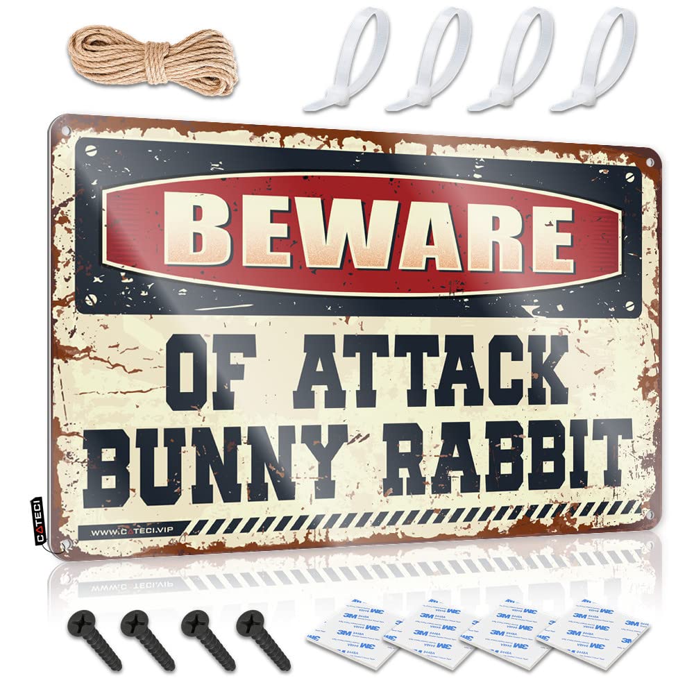 Fzfn Colour Art Collection Classic Beware Of Attack Bunny Rabbit For Office - Cottage Customizable(30X40cm)