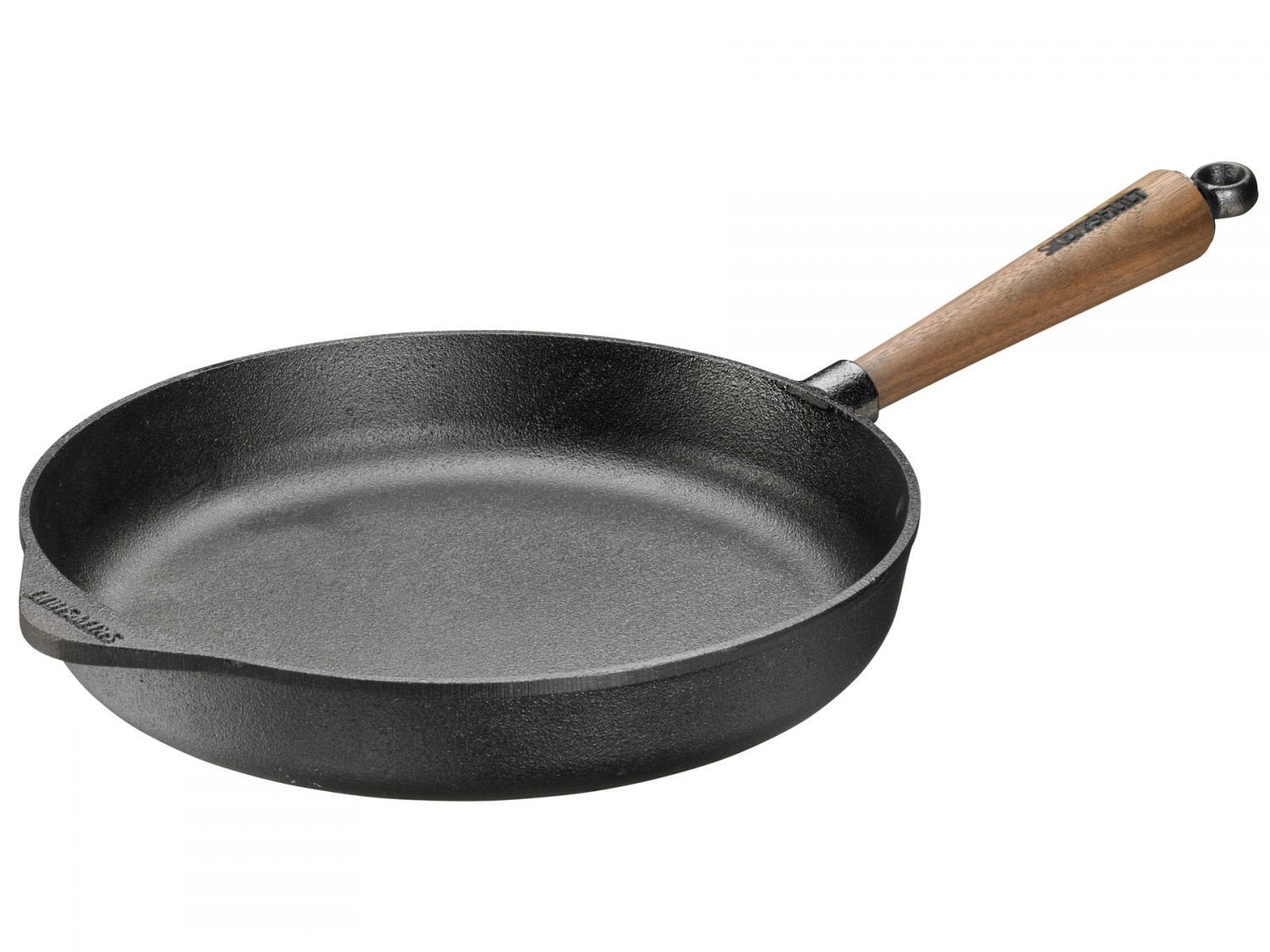 SKEPPSHULT Wok en fonte, 28 cm, manche bois noyer, induction et four