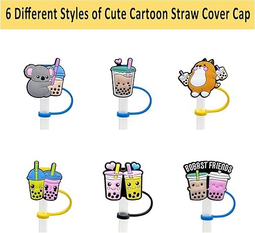 Miniatura 2 de Paquete de 6 fundas de silicona para popotes, fundas reutilizables para popotes, tapones de paja a prueba de polvo para pajitas de 0.315 a 0.315