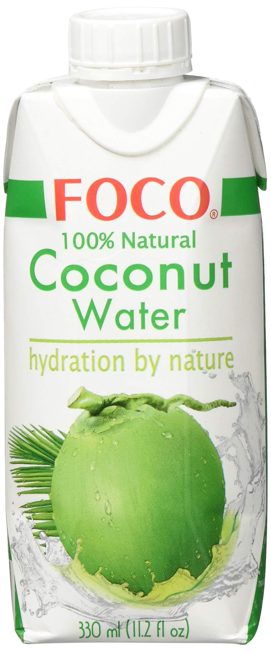 FOCO Kokosnusswasser, exotisches Trendgetränk, erfrischender Durstlöscher, Sportgetränk, kalorienarm, 100 % vegan, 1 x 330 ml