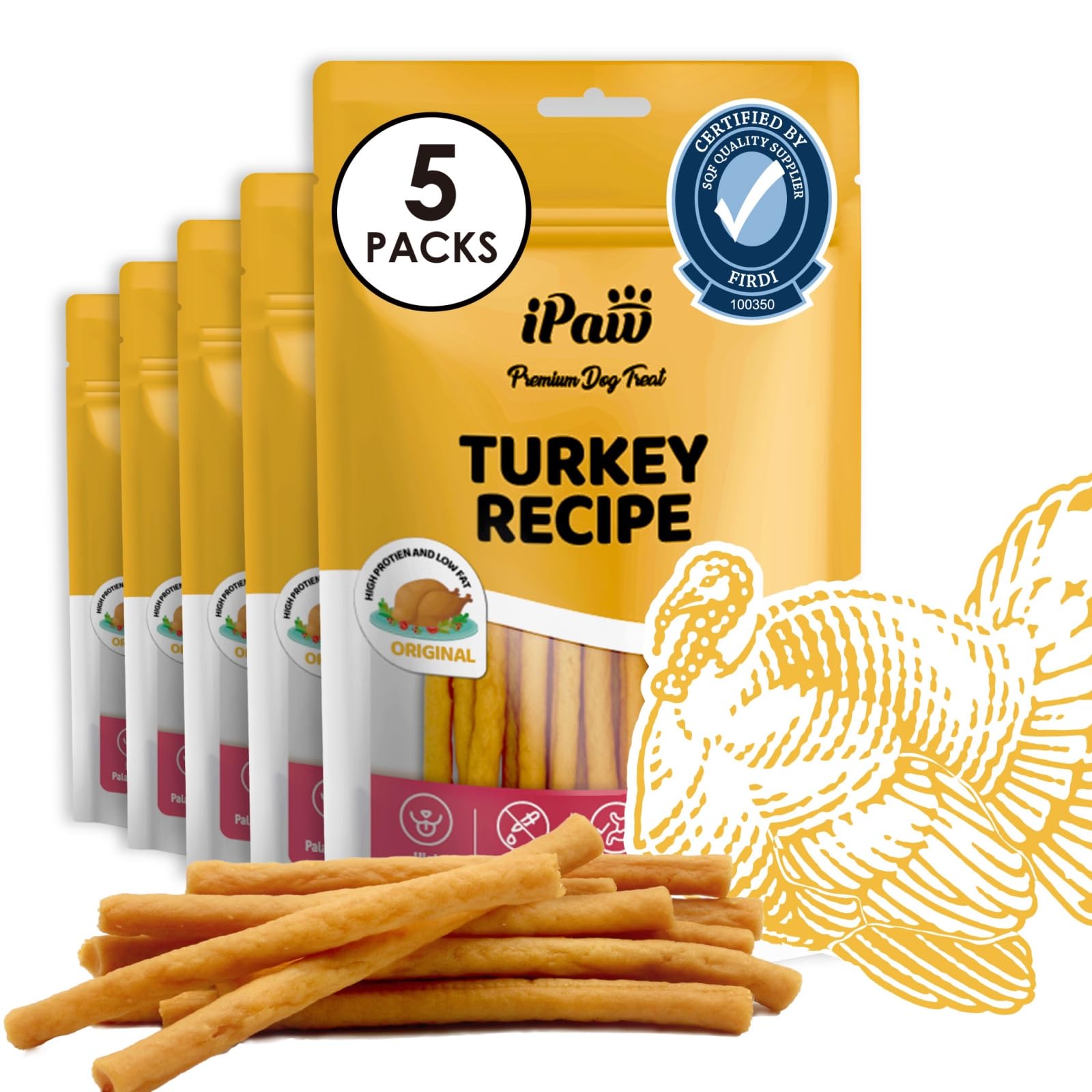 iPaw Turkey Dog Treats, SQF-Certified Production Process Dog Chew