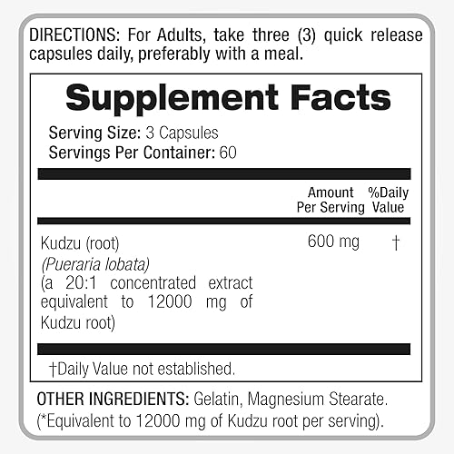 Miniatura 6 de FITO MEDIC'S Laboratorio  kudzu  raíz de kudzu  180 cápsulas  Ultra alta absorción.