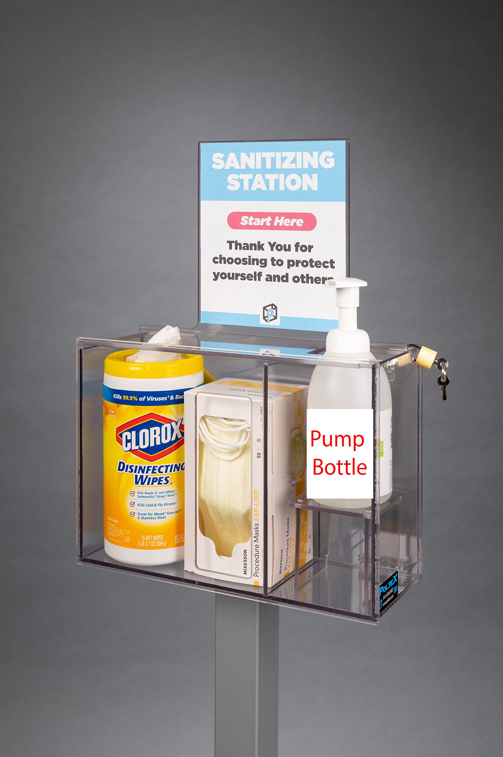 Sanitizing Station- 3 Position (Riser, Padlock, 2STL, 2STL Kit)