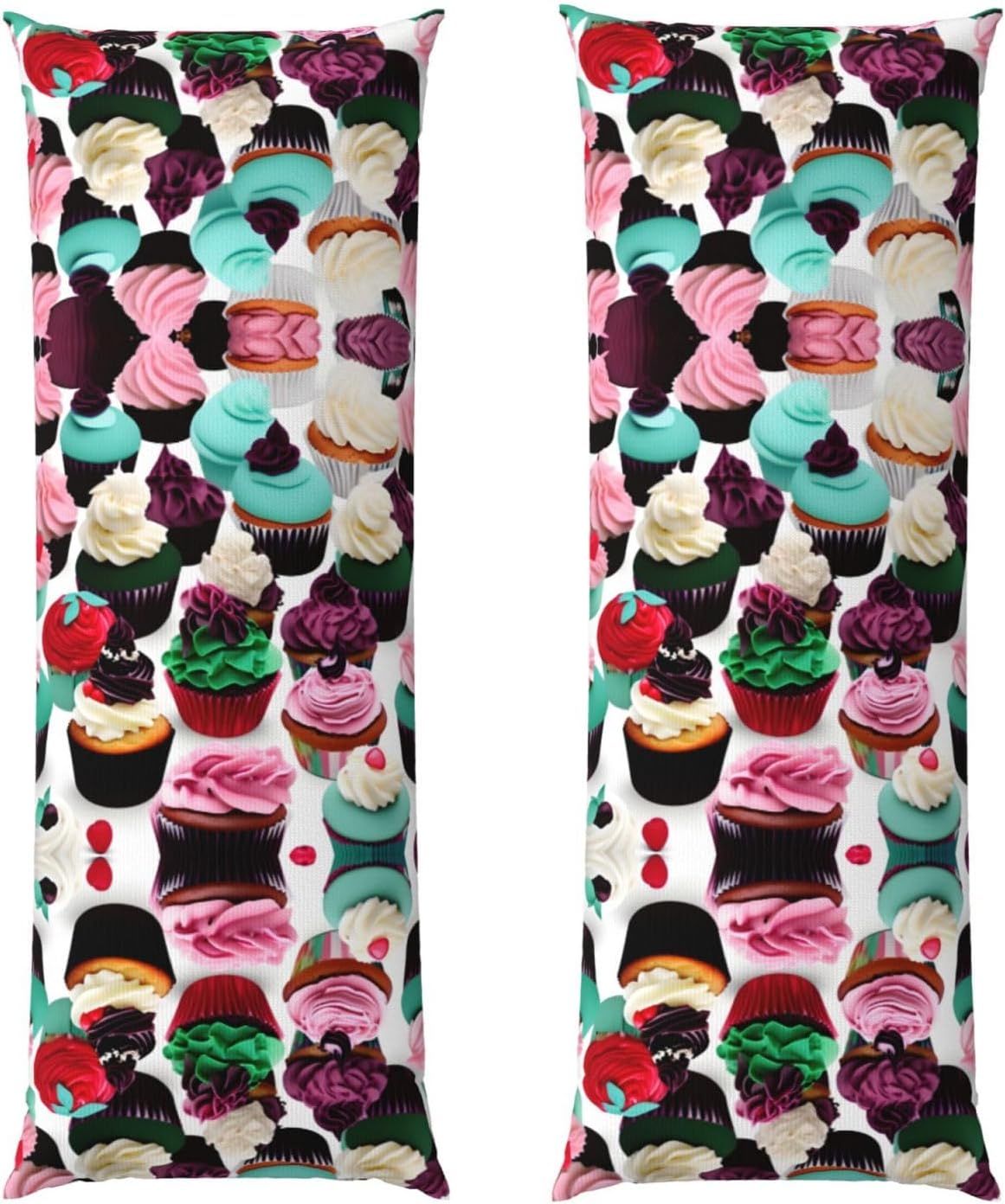 Delicious Cupcakes Print Body Pillow Cover for Bed Premium Long Body Pillow Case Cover 20x54Inches with Zipper