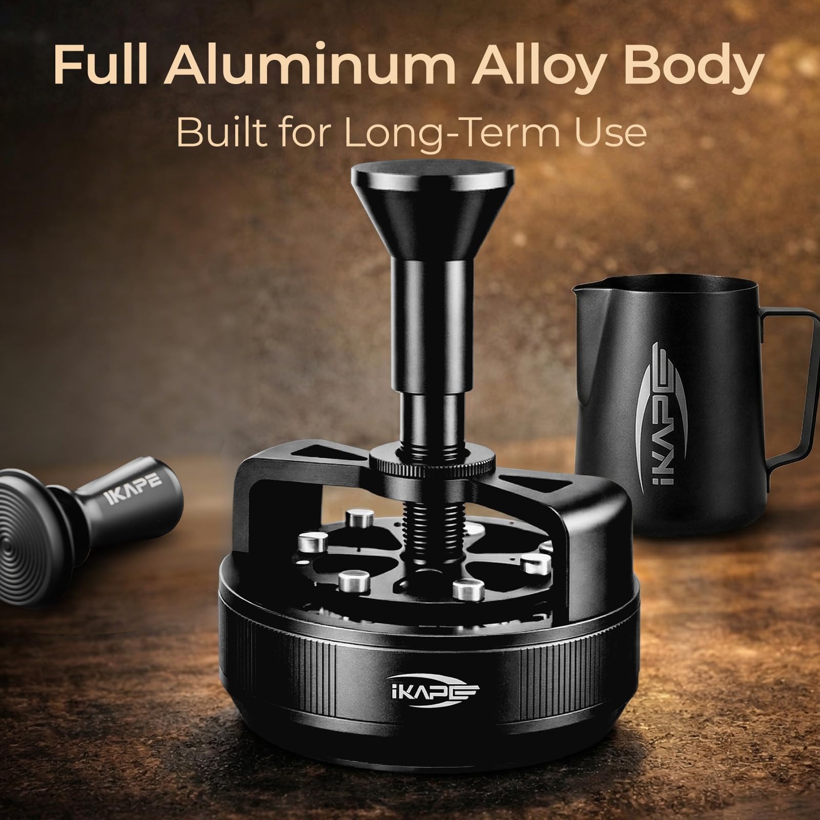 IKAPE Herramienta WDT de 58 mm para espresso, herramienta de distribución de 0,25 mm con 14 agujas, rotación automática de un botón y profundidad ajustable, base magnética, agitador de espresso