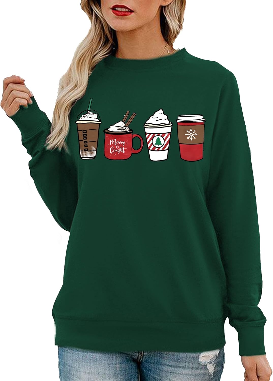 LAZYCHILD Christmas Tree Sweatshirt Women Merry Christmas Long Sleeve Shirt Pullover Top Xmas Holiday Sweatshirts - Image 2