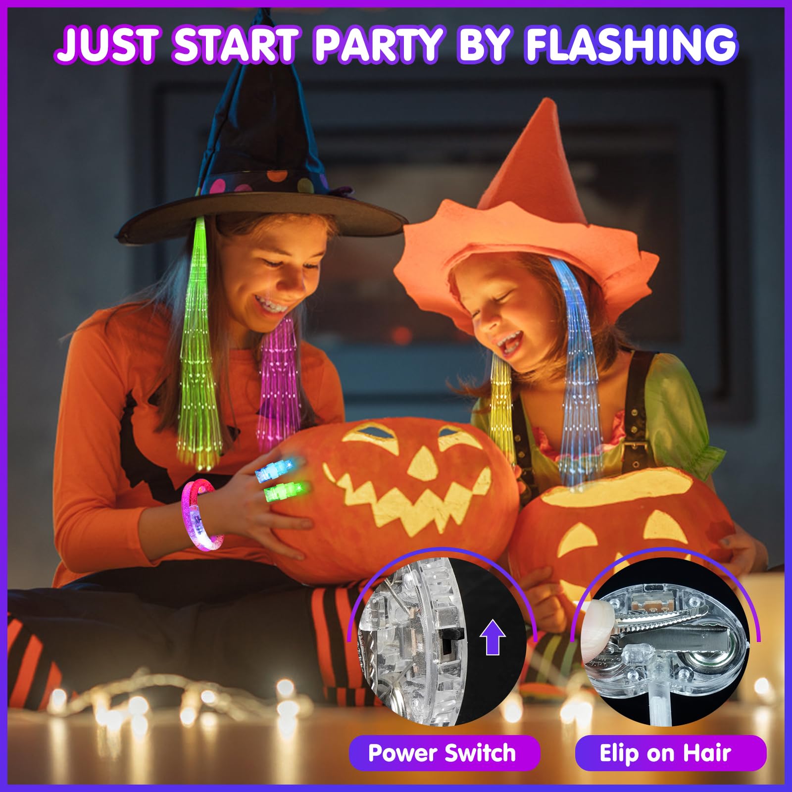 SUPRBIRD Lot 51 Pièces Jouets Lumineux LED - Lunettes, Bracelets, Anneaux Et Lumières Pour Doigts - Parfait Pour Fêtes