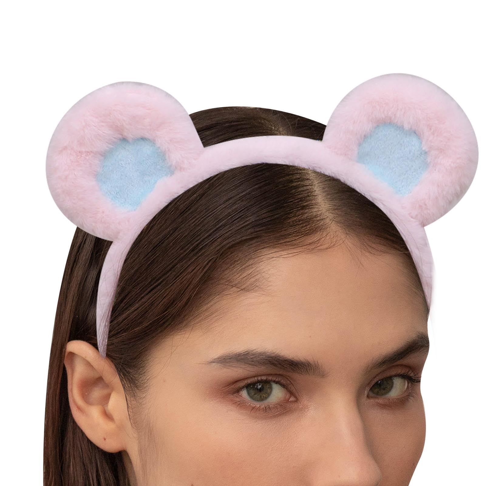2x Bärenohren-Haarband - Flauschiges Stirnband Mit Tierohren, Für Make-up, Gesichtspflege & Kostüm