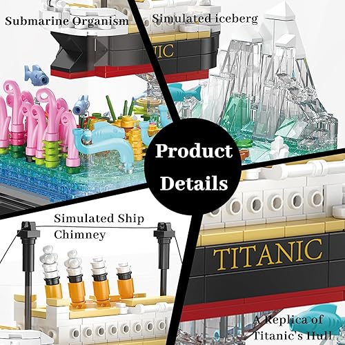 Miniatura 3 de ZYLEGEN Titanic Model - Juego de bloques de construcción, 579 piezas, juguete de pecera para adultos y niños, crucero técnico, no compatible con Lego