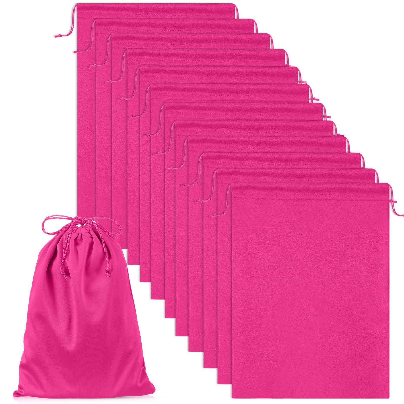 Weewooday 12 Pcs Adult Toy Bags Drawstring Microfiber Pouch Adult Game Toy Gift Bags Cosmetic Storage Organizer Multipurpose Foldable Ditty Pouch for Women Men(Hot Pink,9.8 x 7 Inch) — image 1
