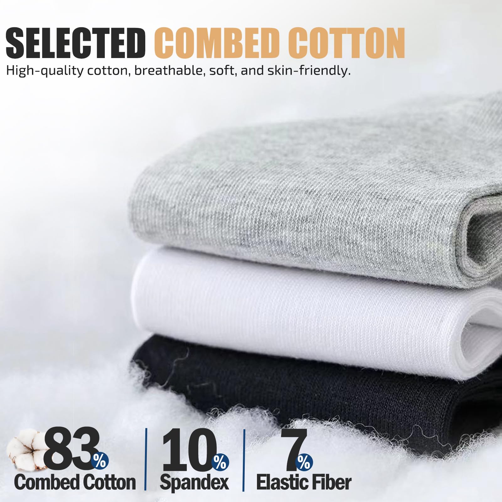 Calcetines Hombre Algodón 5 Pares - Finos Vestir Suaves, Transpirables, Cómodos y Duraderos - Uso Multiestación