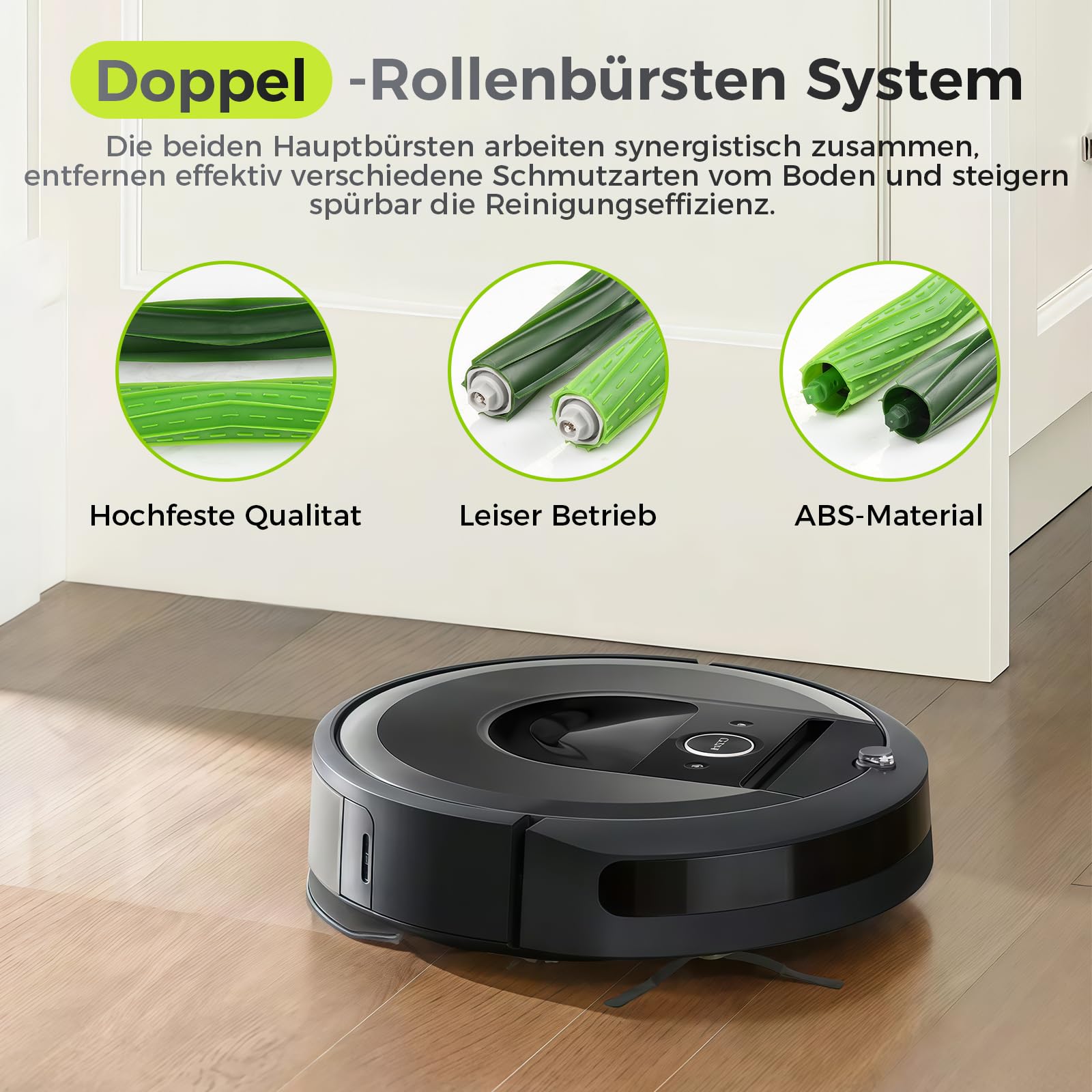 22 Stück Zubehör für iRobot Roomba i7 i7+ i3 i3+ i4 i4+ i6 i6+ i8 i8+ j7 j7+ E5 E6 E7 Saugroboter | Kompatibles Ersatzteile Set mit 4X Hauptbürsten, 8 Filtern, 8 Seitenbürsten