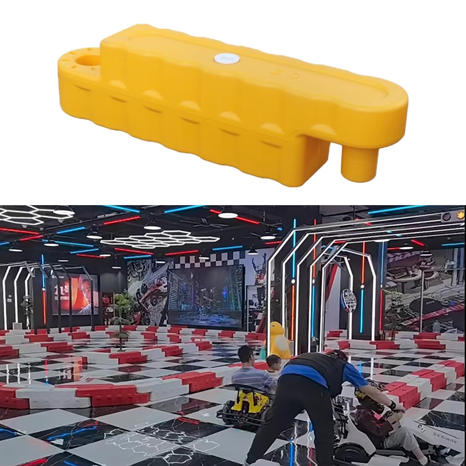 Go Kart Racing Track Fence with Water Inlet, Adult Go Kart/Kid Bumper Car Track Barrier for Driveway, Amusement Parks/Team Games Race Lane(Yellow 2 Pcs,Large)