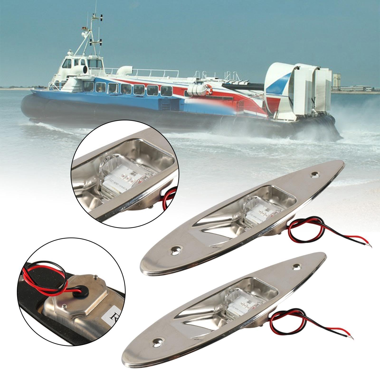 2 Luci di Navigazione Marine per Imbarcazioni, in Acciaio Inossidabile, Resistenti, di Ricambio, Professionali, 1,5 W, 12 V.