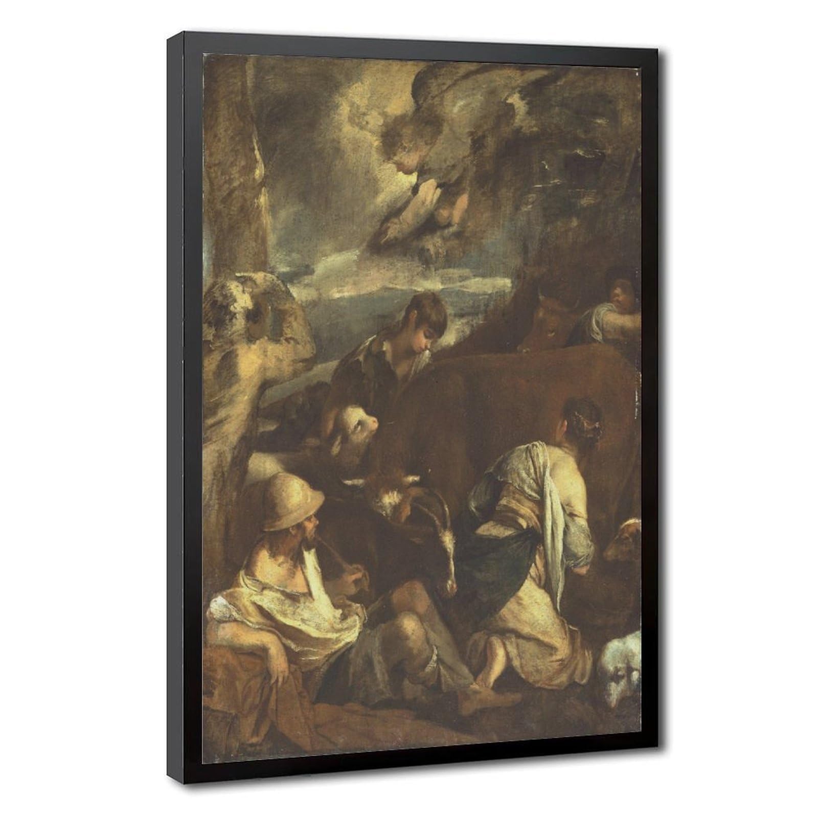 WCYB Jacopo Bassano - The Annunciation to The Shepherds Posters Prints Canvas Deco Paintings Wall Art Hangable Frame 24" L X 36" W