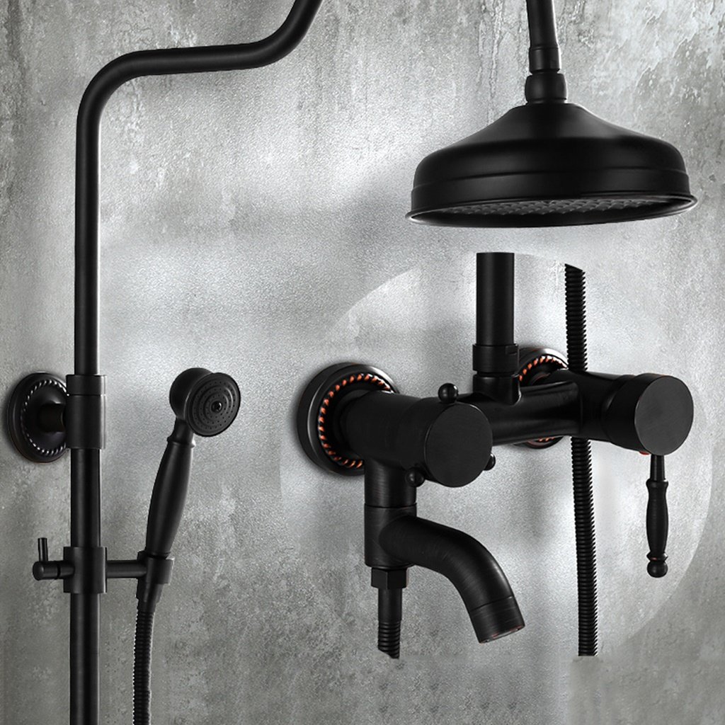 Cqq Shower Sets Imitation ancient shower set Black shower Device Faucet Pressurized Bathroom full copper take a shower Device European style