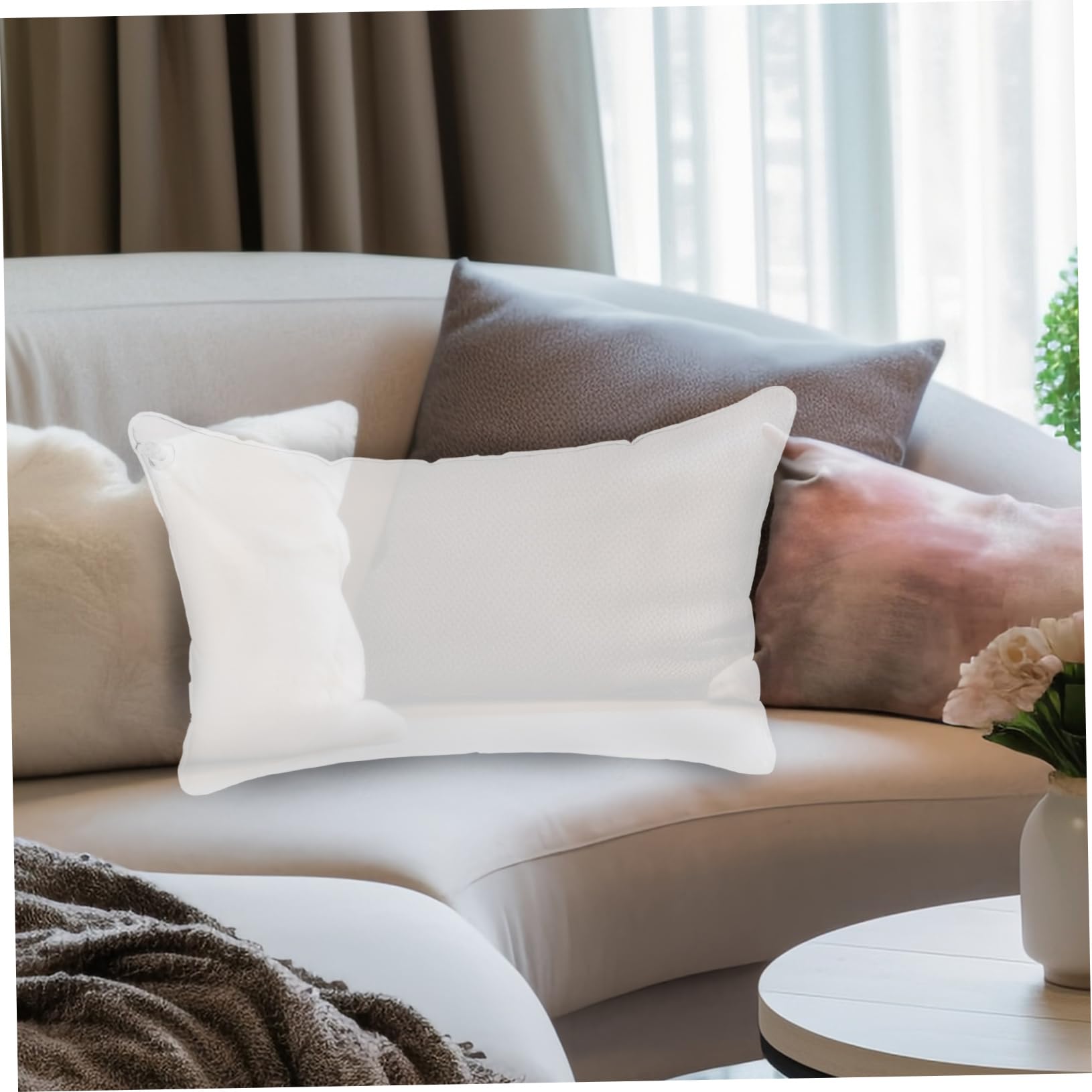 GAROZATION Inflatable Transparent Cushion Pillow Inserts for Sofa and Camping Material Versatile Design for Comfortable Support Easy to Carry and Store