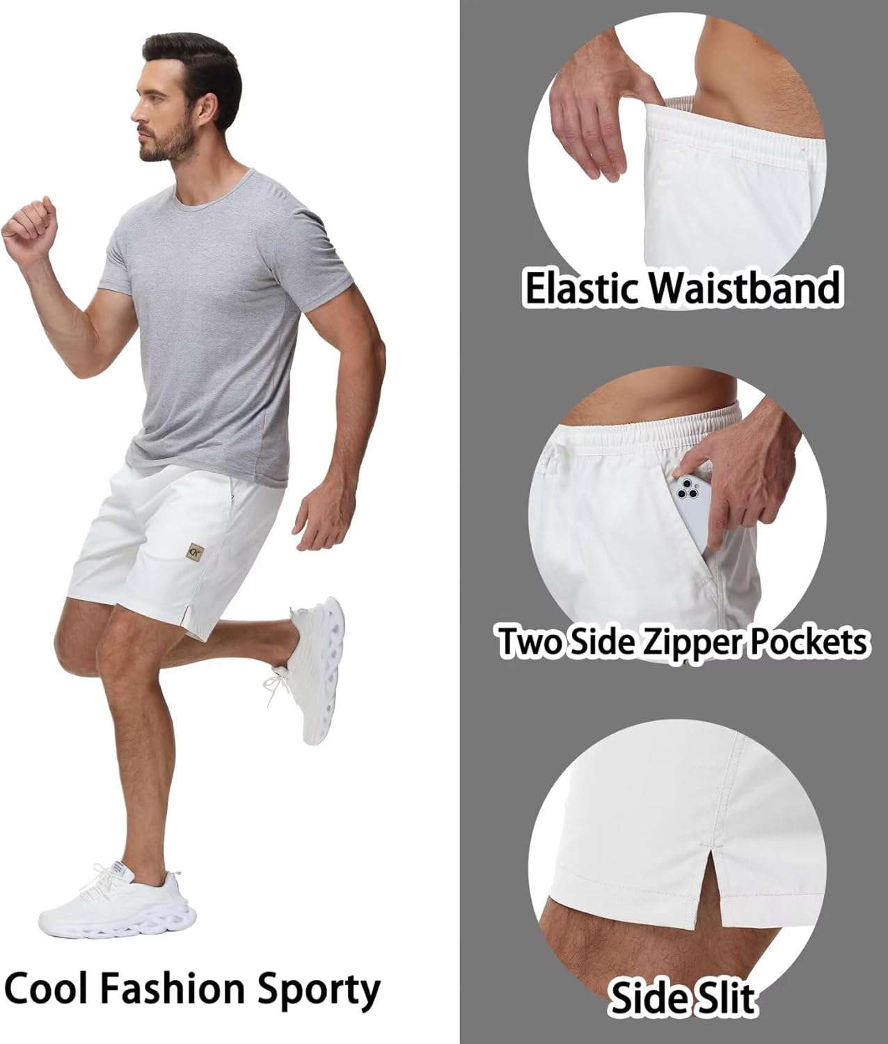 Yundobop Men's Casual 7 Inch Shorts Twill Drawstring Summer Beach Stretch Golf Shorts with Zipper Pockets - Image 4