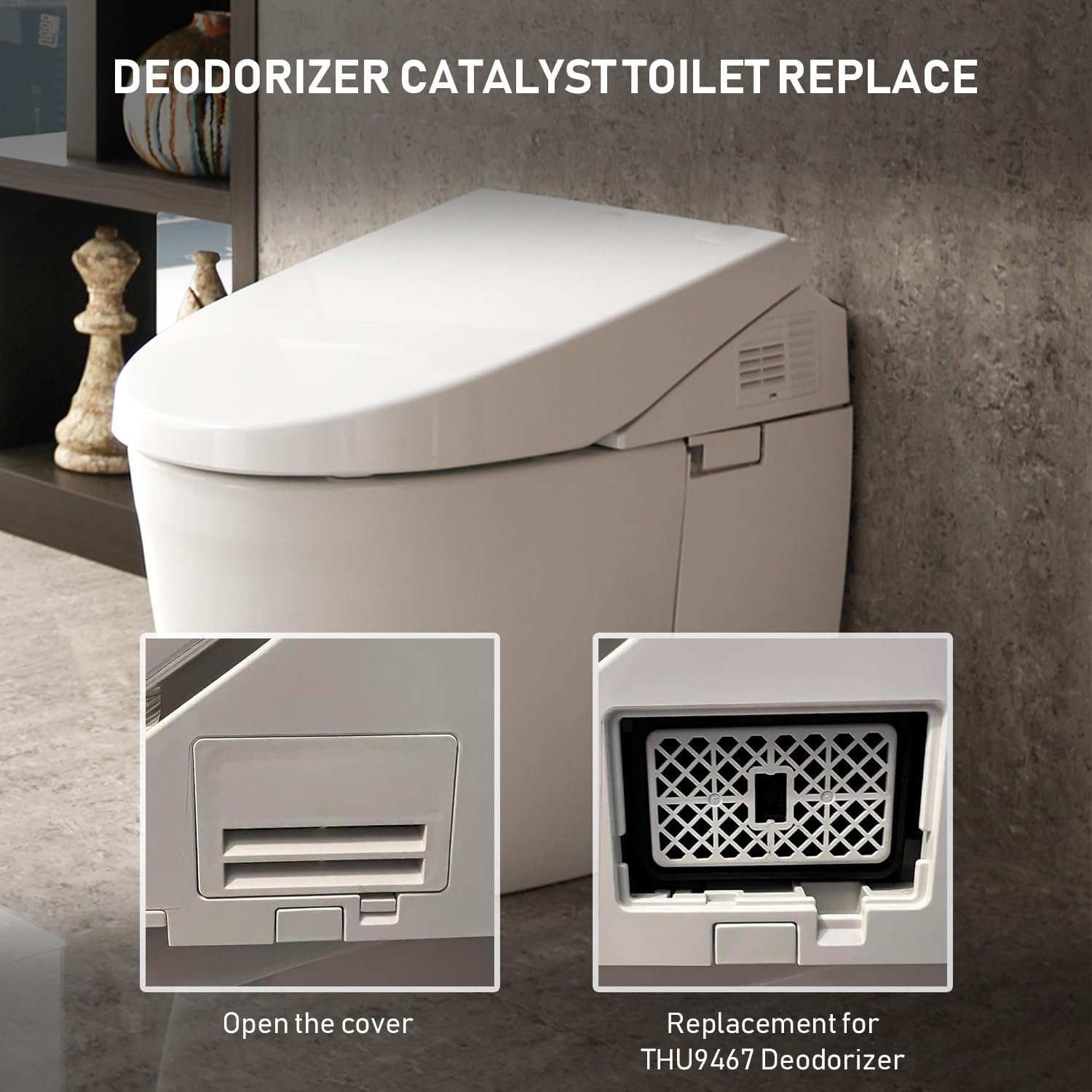 THU6474-01/THU6474#01 THU6072 Deodorizer Filter Compatible with TOTO Deodorizer Catalyst, For Washlet S500e, S550e,K300 Deodorizer Catalyst Deodorizing Filter Toilet Filter,3 Pack