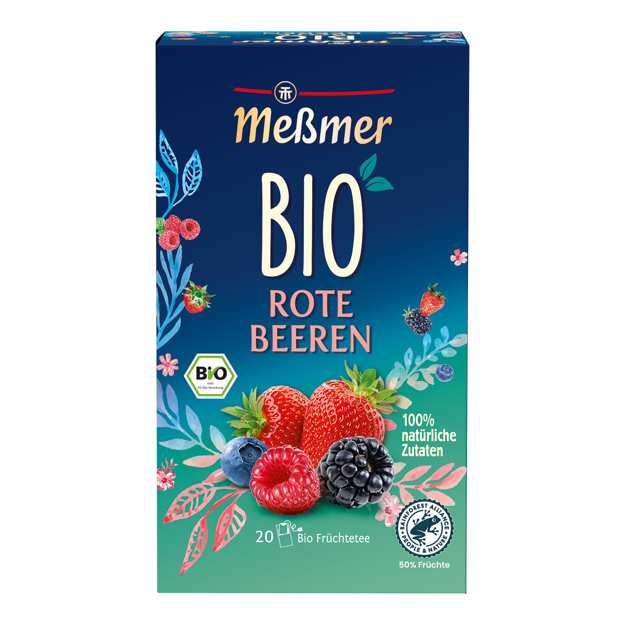 Meßmer Bio Rote Beeren | 100% natürliche Zutaten | 20 Teebeutel | Vegan | Glutenfrei | Laktosefrei