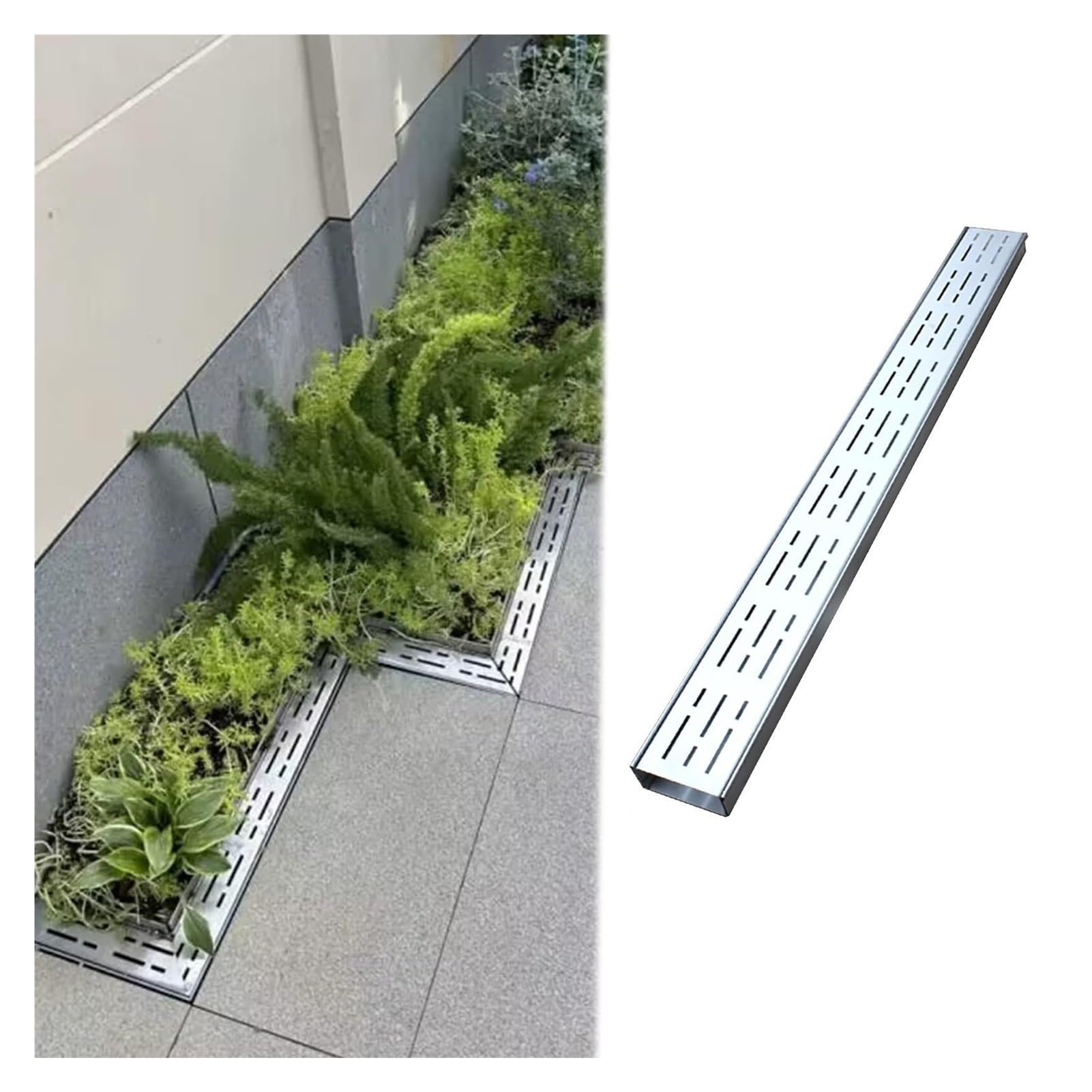 Caniveau extérieur de garage avec grille de drainage pour patio et allée