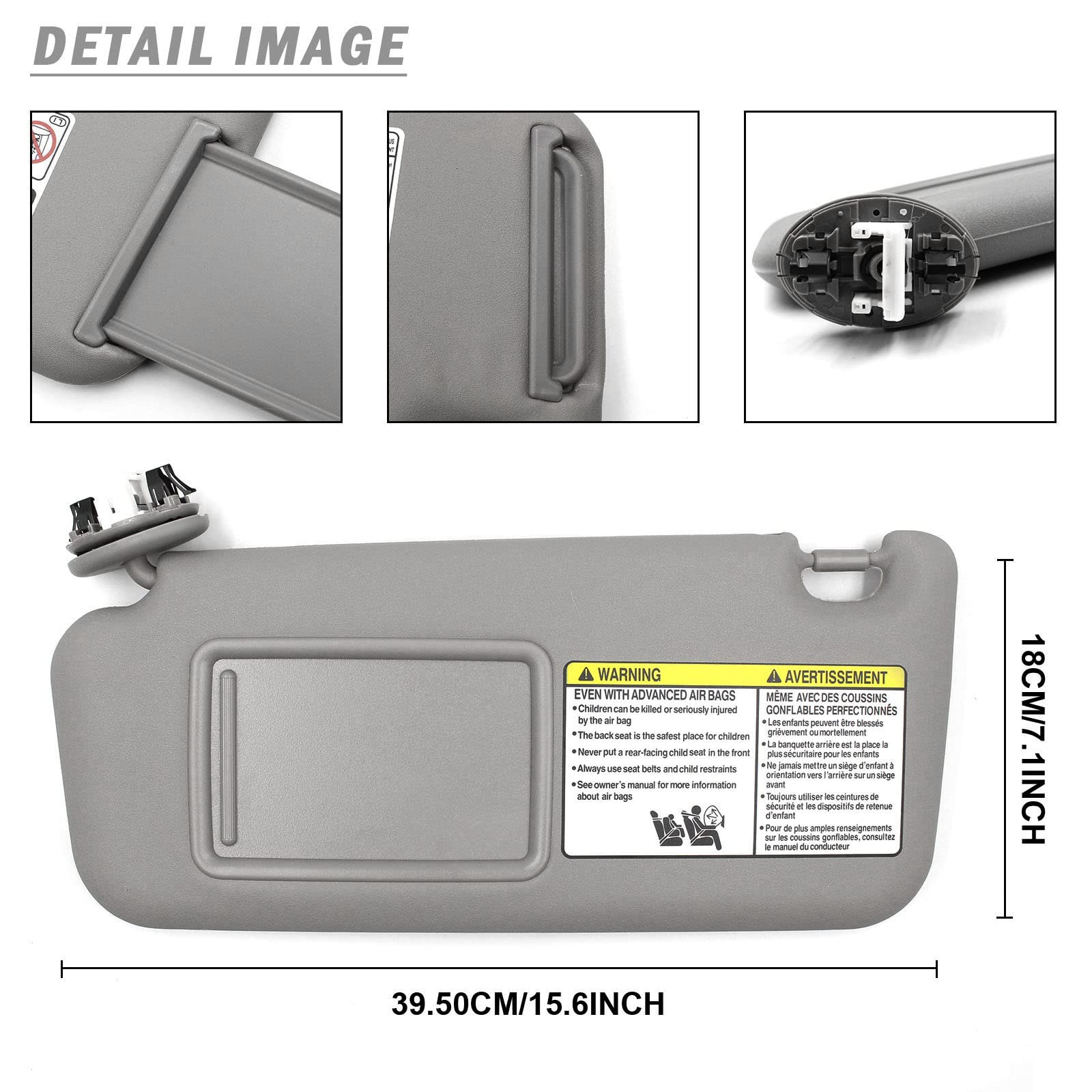 Nakuuly Left Driver Side Sun Visor Gray with Sunroof Compatible with Toyota RAV4 2006 2007 2008 2009 2010 2011 2012 2013 Replaces # 74320-42501-B2