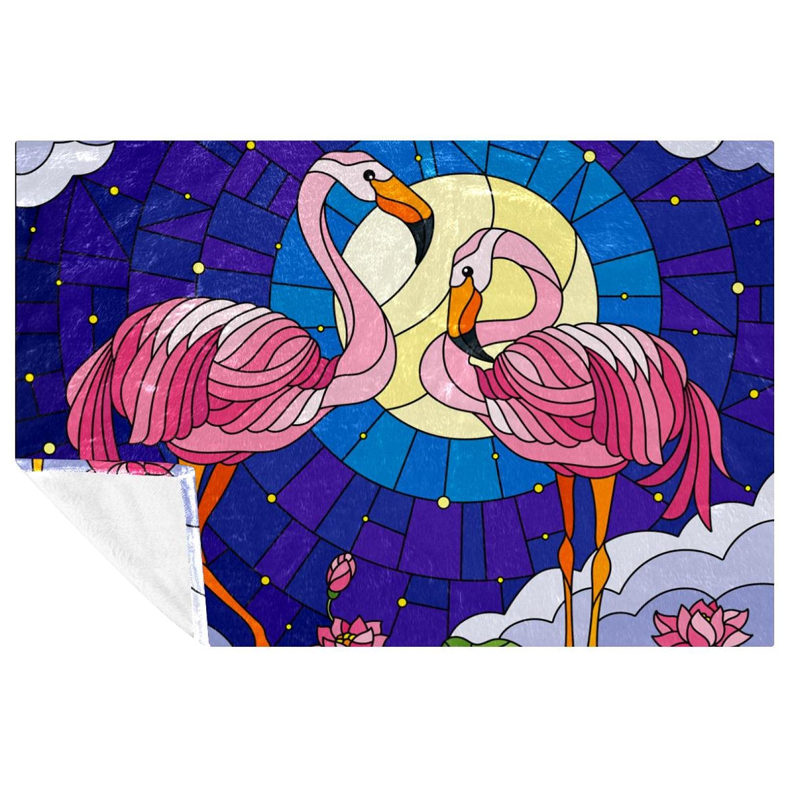 Couverture douce chaude lit et canapé, plaid flamants roses grand confort 150 x 100 cm