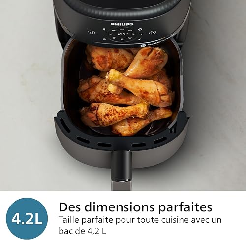 Philips Airfryer 2000-Series 4,2L - 1500W power, RapidAir technology, digital touch screen, 13 cooking options, 9 preset functions, Up to 90% less fat, Black (NA229/00) - 6