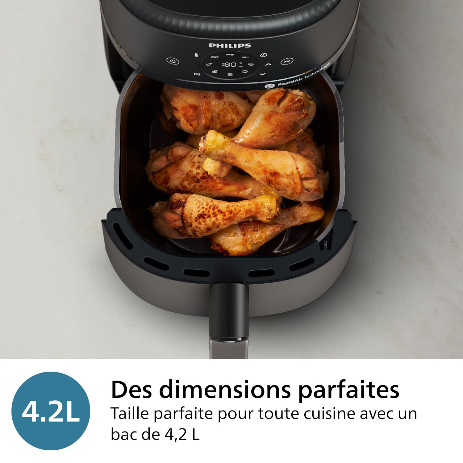 Philips Airfryer Série 2000 - Air Fryer 4.2L, 13 modes de cuisson, technologie RapidAir, jusqu'à 90% de matières grasses en moins, fenêtre de cuisson, écran tactile, Noir (NA229/00) - 5