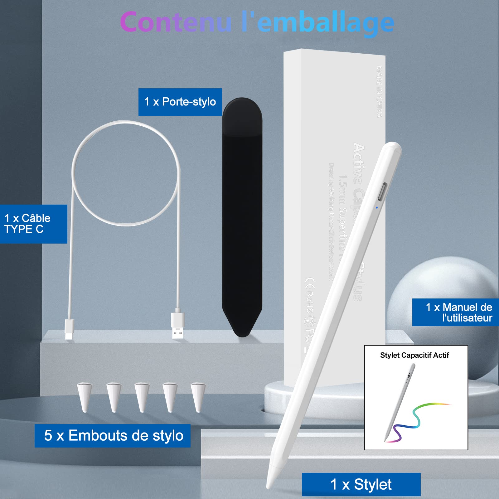 Stylet iPad 10&11e Génération, Stylo Tactile Haute Précision pour iPad 2018-2026, Rejet Paume