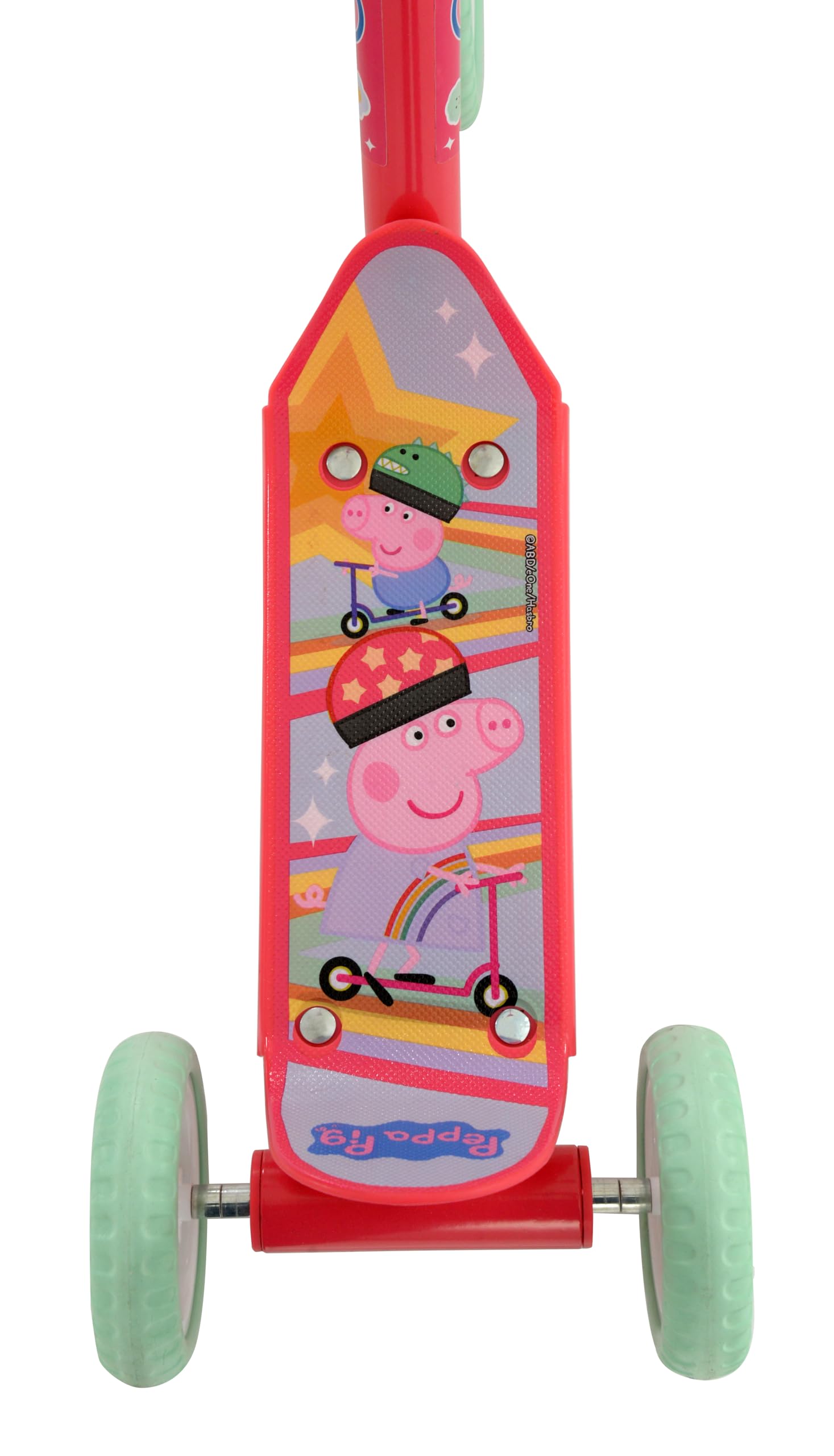 Peppa Pig Patinete 3 Ruedas +20 kg +2 años, 58x36x65-70 cm, Escudo Delante, Juegos para niños, Motricidad, Diseño Colorido Pepa y George, Patinete Infantil, Fácil de Montar (77757)