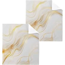 linqin Cotton Washcloths, Mable White Gold Highly Absorbent Extra Soft Bath Towels for Face Hand Body, 12x 12, Pack of 6