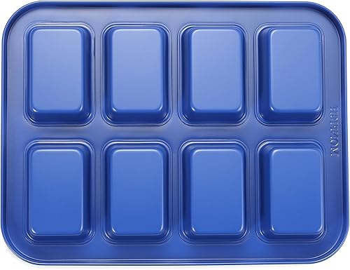 Miniatura 2 de Monfish Mini pan pan 8 cativy Pequeño rectángulo brownie pastel pan acero al carbono azul real antiadherente