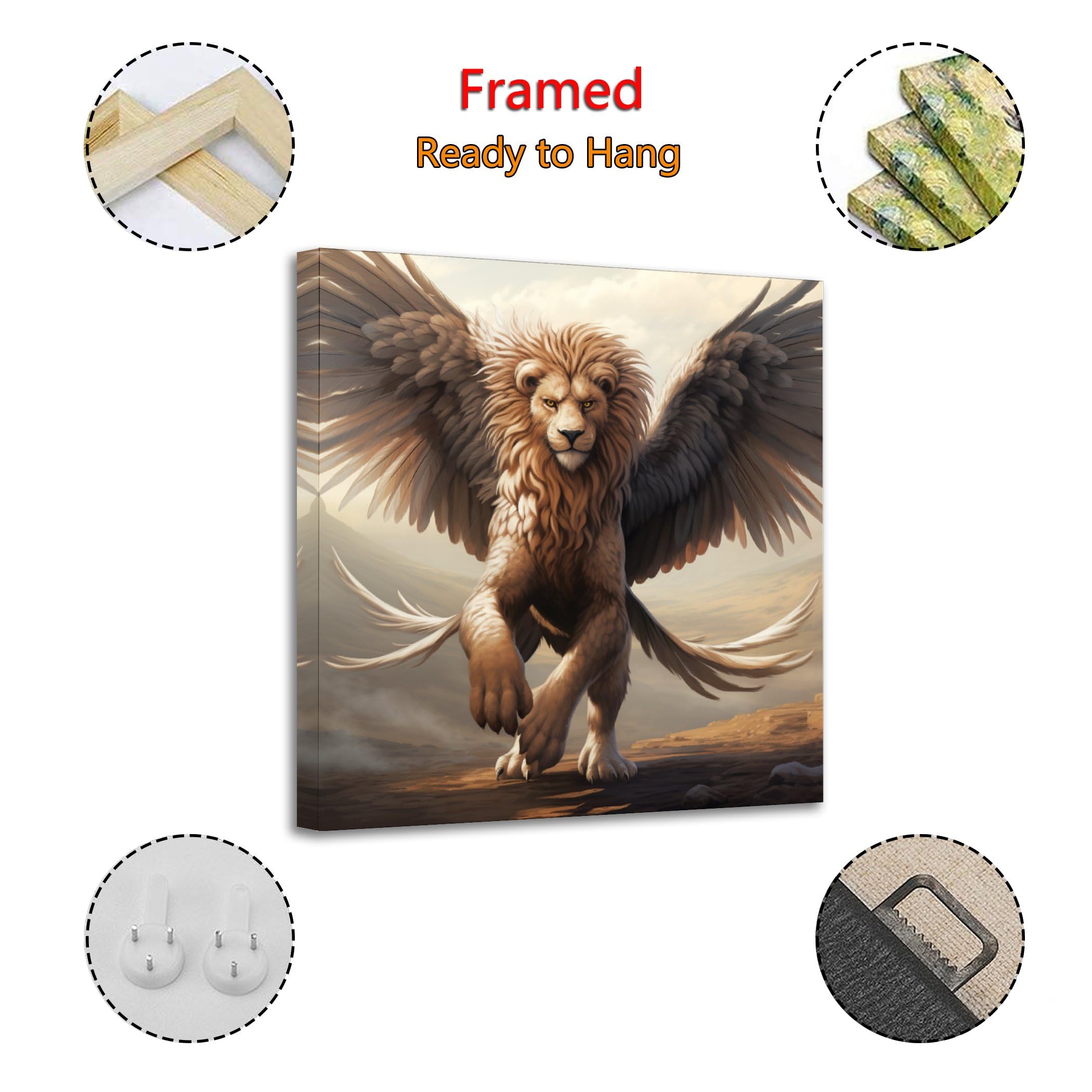 Amazon.com: The Lion Has Huge Eagle-like Feather Wings Sticking