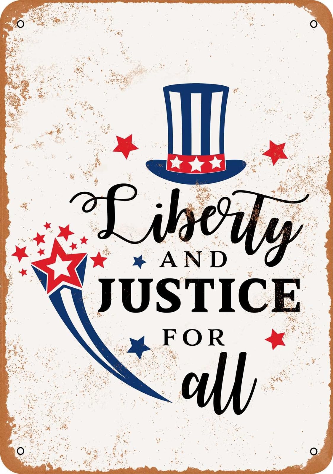 Miaomansenstore Metal Sign - Liberty And Justice For All - Vintage Look Home Decor