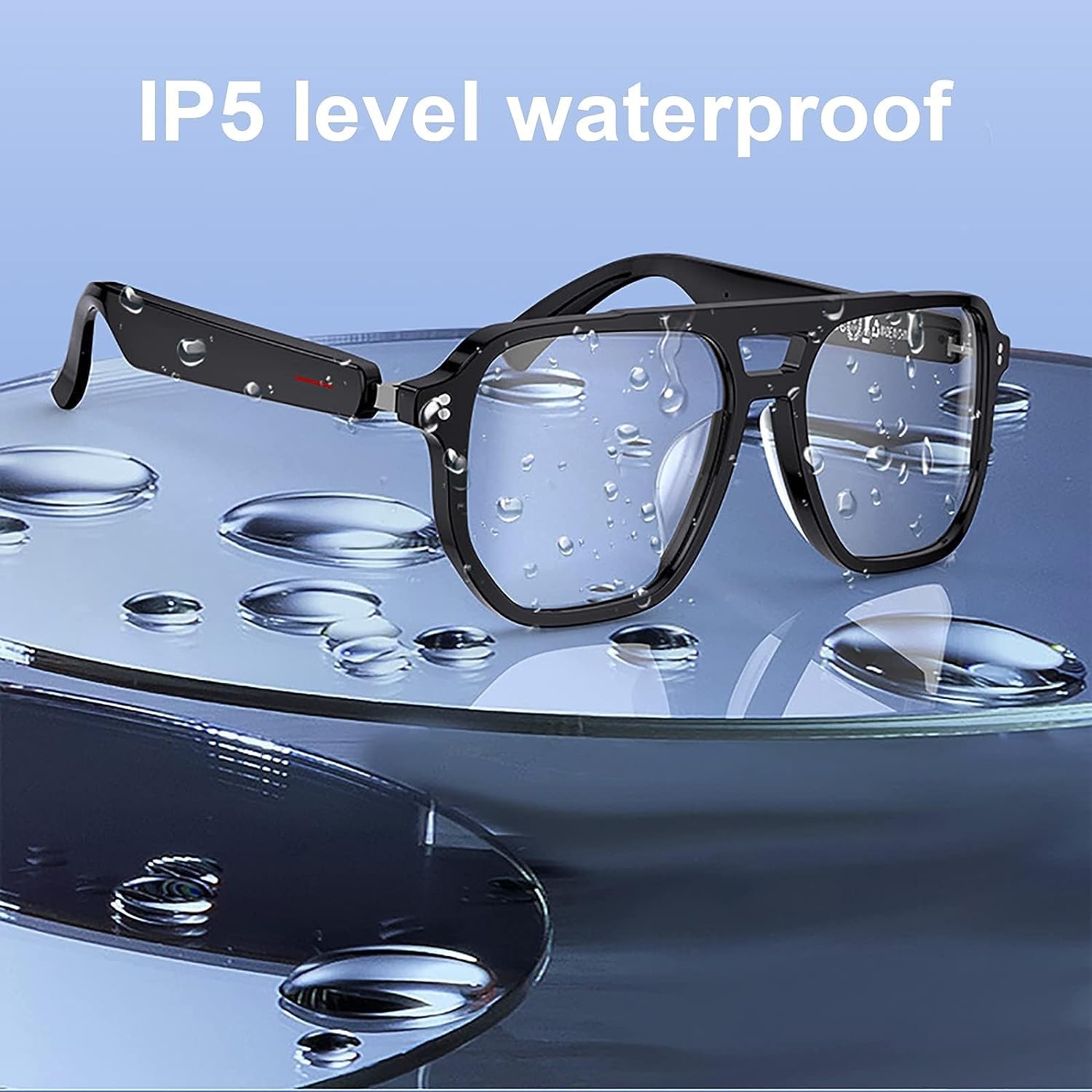 Gafas Inteligentes y Gafas con Audio Bluetooth con Altavoces, Lentes de luz Azul para Juegos, Lectura y computadora, Llamadas con Manos Libres, Gafas con Sonido de oído Abierto, IP5 a