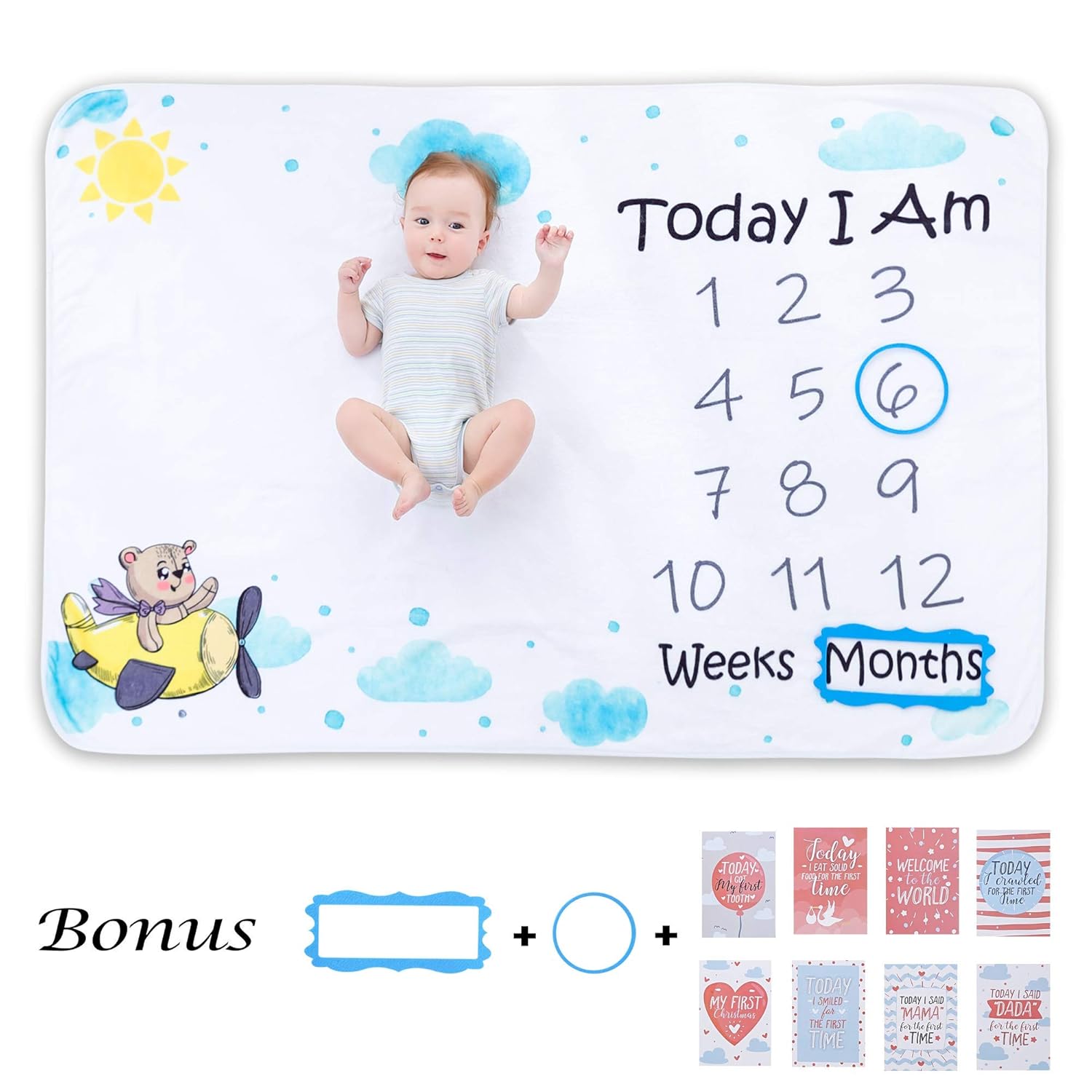 Soft Plush Fleece Baby Monthly Milestone Blanket Kuwait Ubuy