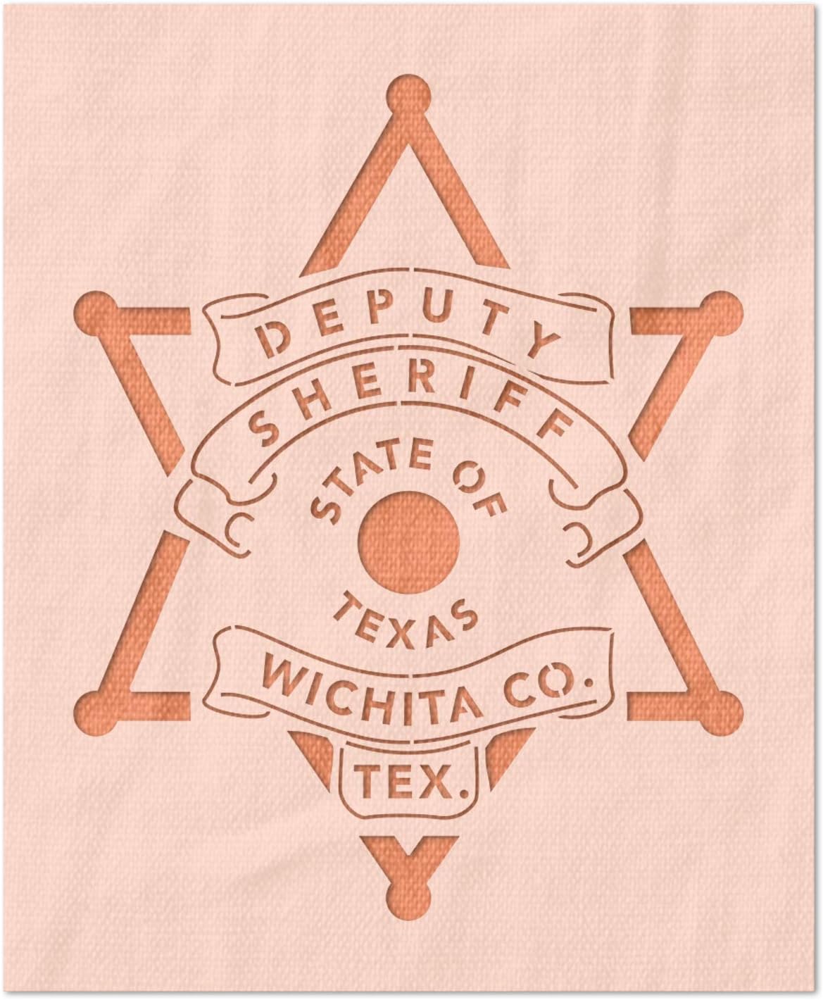 Stencil Stop Wichita County Texas Sheriff's Badge Stencil - Reusable for DIY Projects, Painting, Drawing, Crafts - 14 Mil Mylar Plastic (19 x 24 inches)