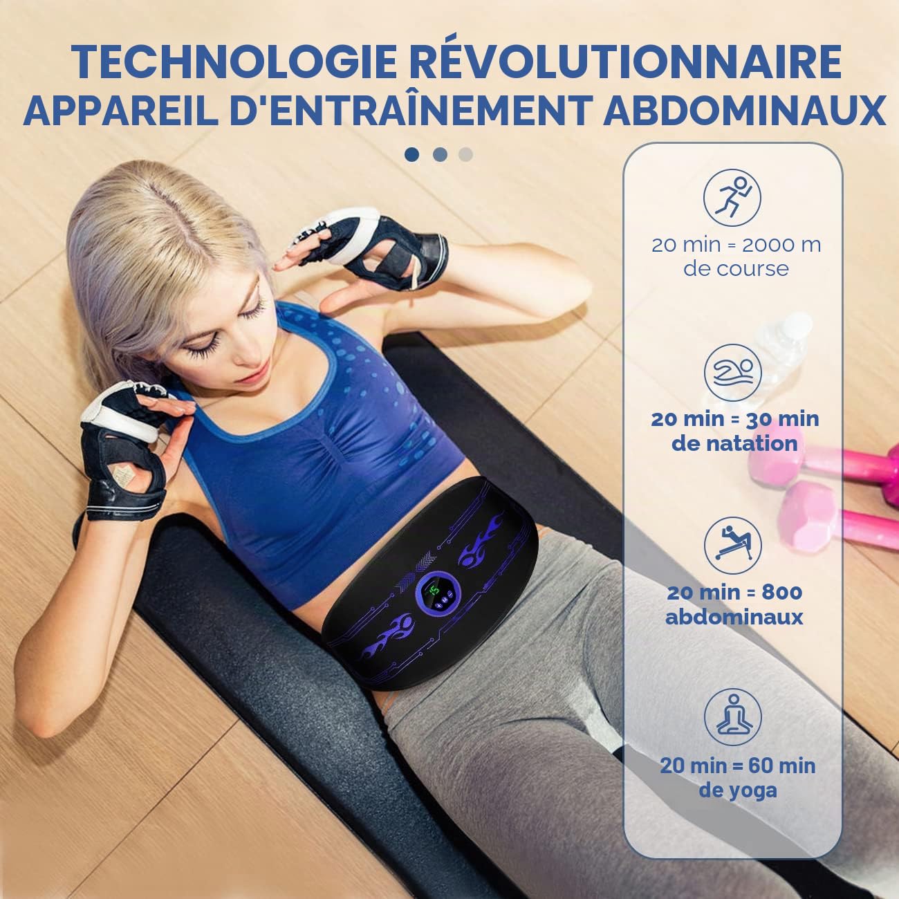 EMS Appareil de musculation électrique pour abdominaux EMS Appareil de musculation abdominaux EMS Traduction abdominale - Non interchangeable - 6 modes d'entraînement stimulateur musculaire pour hommes et femmes - Appareil d'entraînement pour la maison