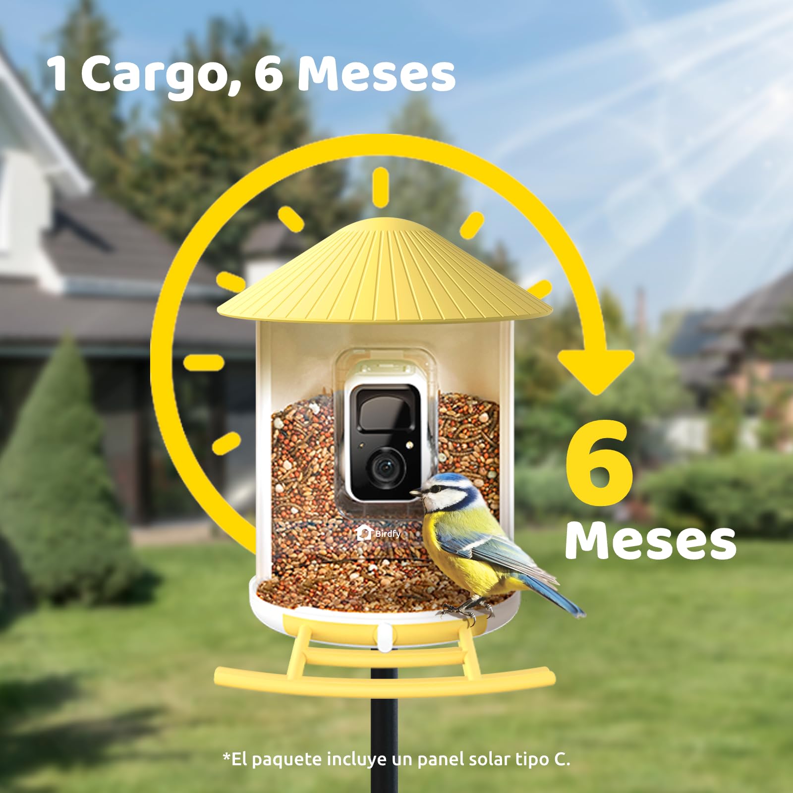 NETVUE Birdfy Karmnik dla ptaków z kamerą, dozownik karmy dla ptaków na podwórko, karmnik dla ptaków z nagrywaniem wideo, widoczność w nocy, kamera WiFi, inteligentny automat do karmienia ptaków