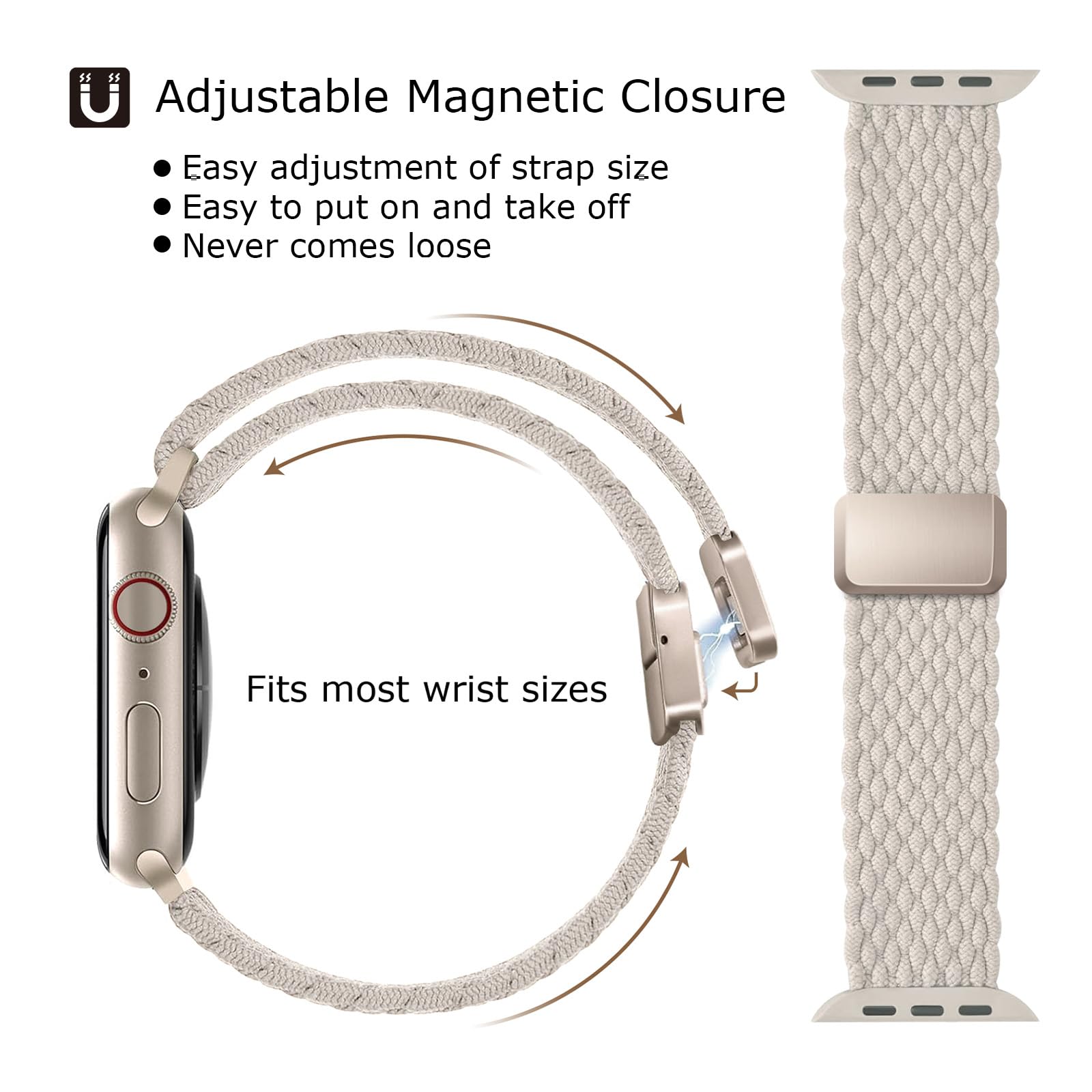 Higgs Cinturino Intrecciato Compatibili con Cinturini Apple Watch 38mm 40mm 41mm 42mm Uomo e Donna,Chiusura Magnetica in Nylon Tessuto Elastico per iWatch SE Serie 11 10 9 8 7 6 5 4 3 2 1